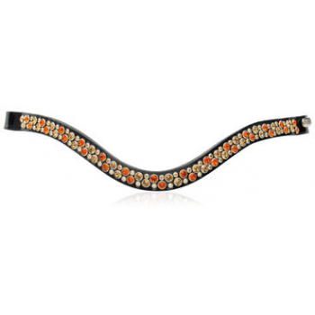 Judi Famous Odessa Double Browband Full Size Black with Indian Sun/Siam/AB Swarovski Crystals